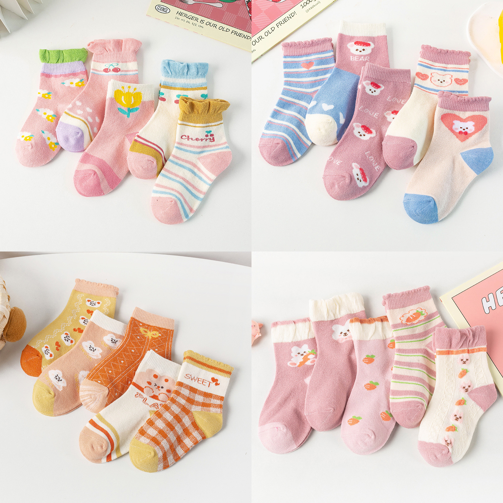Autumn and winter new children's cotton socks Japanese campus style cartoon baby warm socks children's socks wholesale