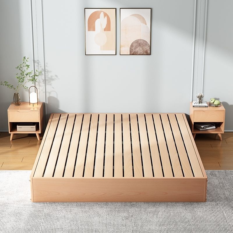 Breathable Moisture-Proof Frame Bed Without Bedside Table for Rental House, Japanese-Style Low Bed, Solid Wood Tatami Bed, Homestay Style Platform Bed