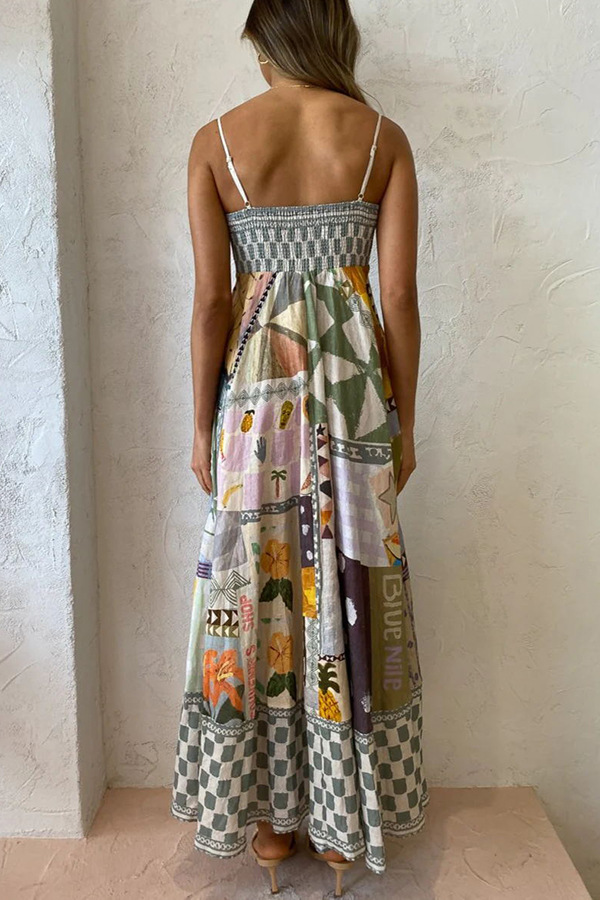 Sleeveless Sleeve Length Strap Dress Dresses Type Wholesale Women's Streetwear Printing Geometric Letter Plaid Holiday Beach Strap Sleeveless Strap Dress