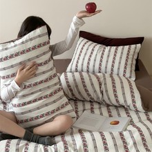 A类复古纯棉双层纱提花四件套全棉被罩柔软四季床单床笠三件套