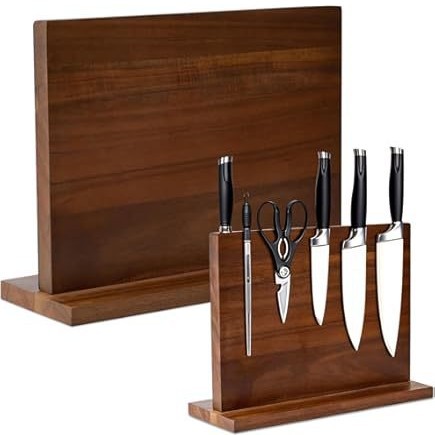 Factory Direct Sales Solid Wood Double-Sided Magnetic Knife Holder Kitchen Supplies Knife Multi-Functional Storage Rack Storage Magnetic Knife Holder