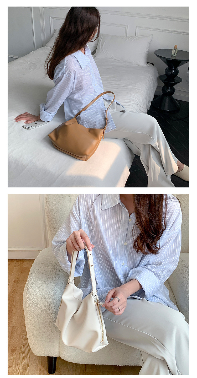 Nuova borsa a tracolla con cerniera laterale creativa per donna, borsa a mano alla moda e semplice, borsa sottobraccio in morbido PU con arco di trionfo_voghion.com