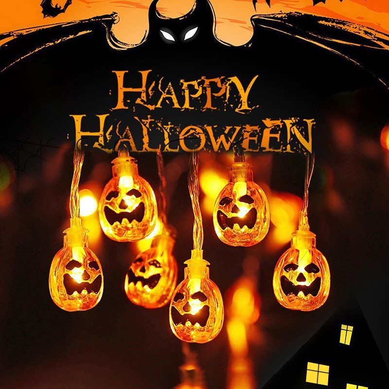 Luces LED transfronterizas, luces de cadena para Halloween, luces solares con forma de calabaza, luces decorativas para días festivos, luces de ambiente festivo para exteriores, luces coloridas