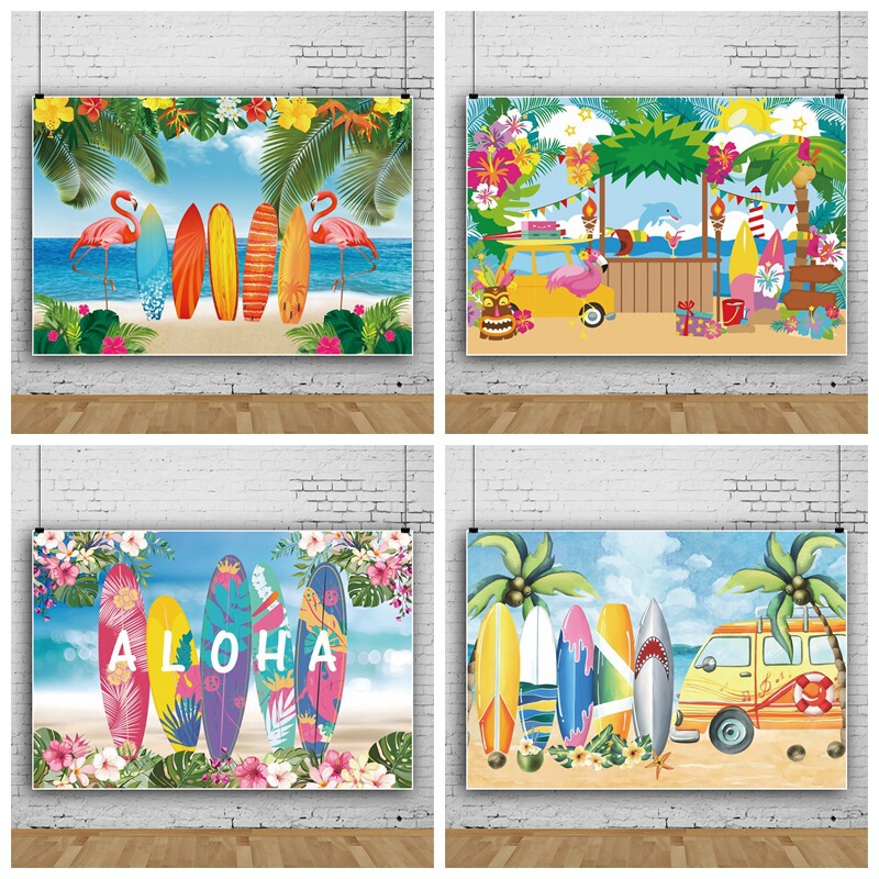 Hawaii seaside beach surfboard foreign trade Amazon cross-border photo material studio photography background cloth banner