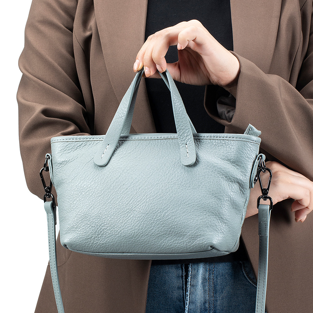 New Fashion Women's Handbag Top Grain Cowhide Crossbody Bag Large Capacity Commuter Bag Genuine Leather Texture Tote - Thumbnail 3