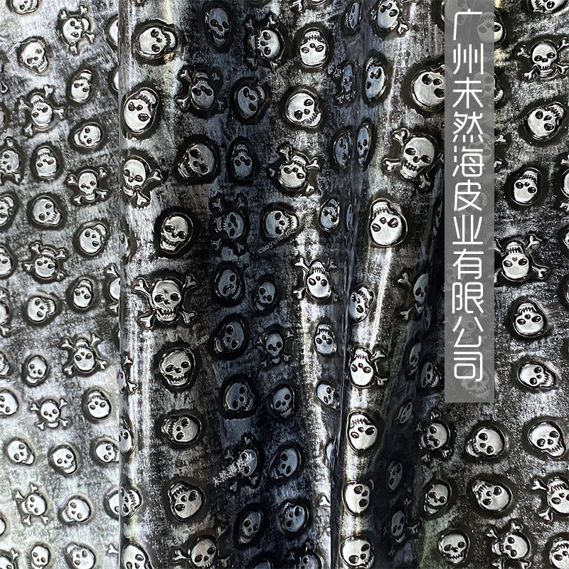 牛皮手工擦金擦银骷髅头压纹双色鬼头复古真皮箱包面料
