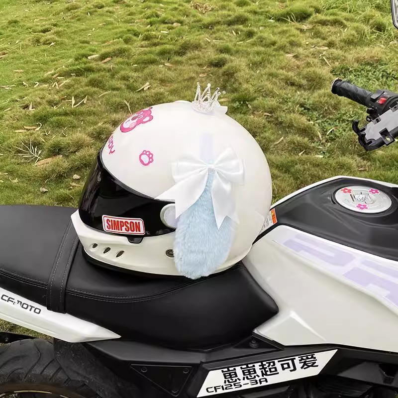 Cute Cinnamoroll Helmet Accessories Motorcycle Electric Vehicle Universal Plush Dog Ears Helmet Decoration