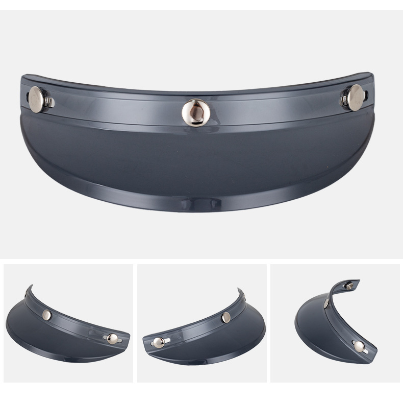 Motorcycle Retro Helmet Brim, Electric Vehicle Three-Button Style Special Helmet Brim, Sunshade and Anti-Sun Protection 3/4 Helmet Brim