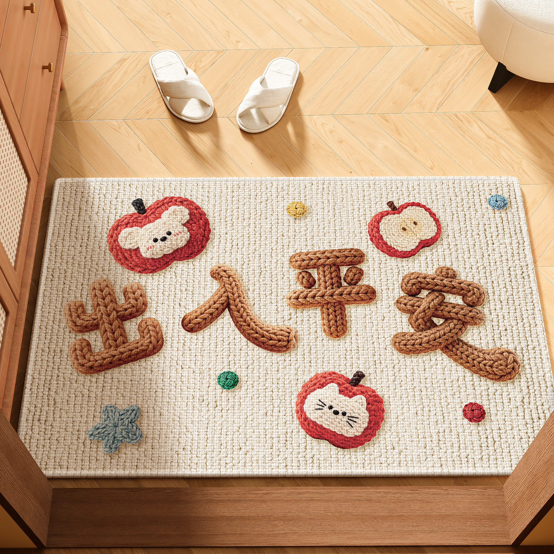 Alfombra de piso de lino imitación 2025 nueva alfombra de puerta de entrada de alto nivel alfombra de puerta de entrada de puerta doméstica