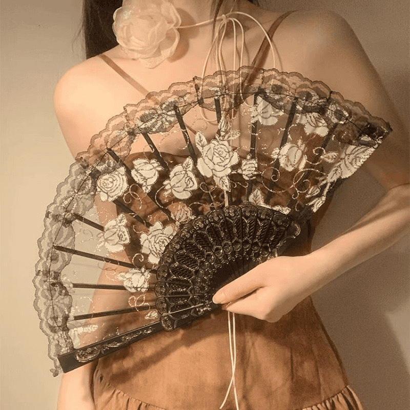新しいレトロなレースの中国扇子ダンス扇子写真撮影漢服チャイナドレス写真古代スタイルポーズインターネット有名人の小道具|undefined