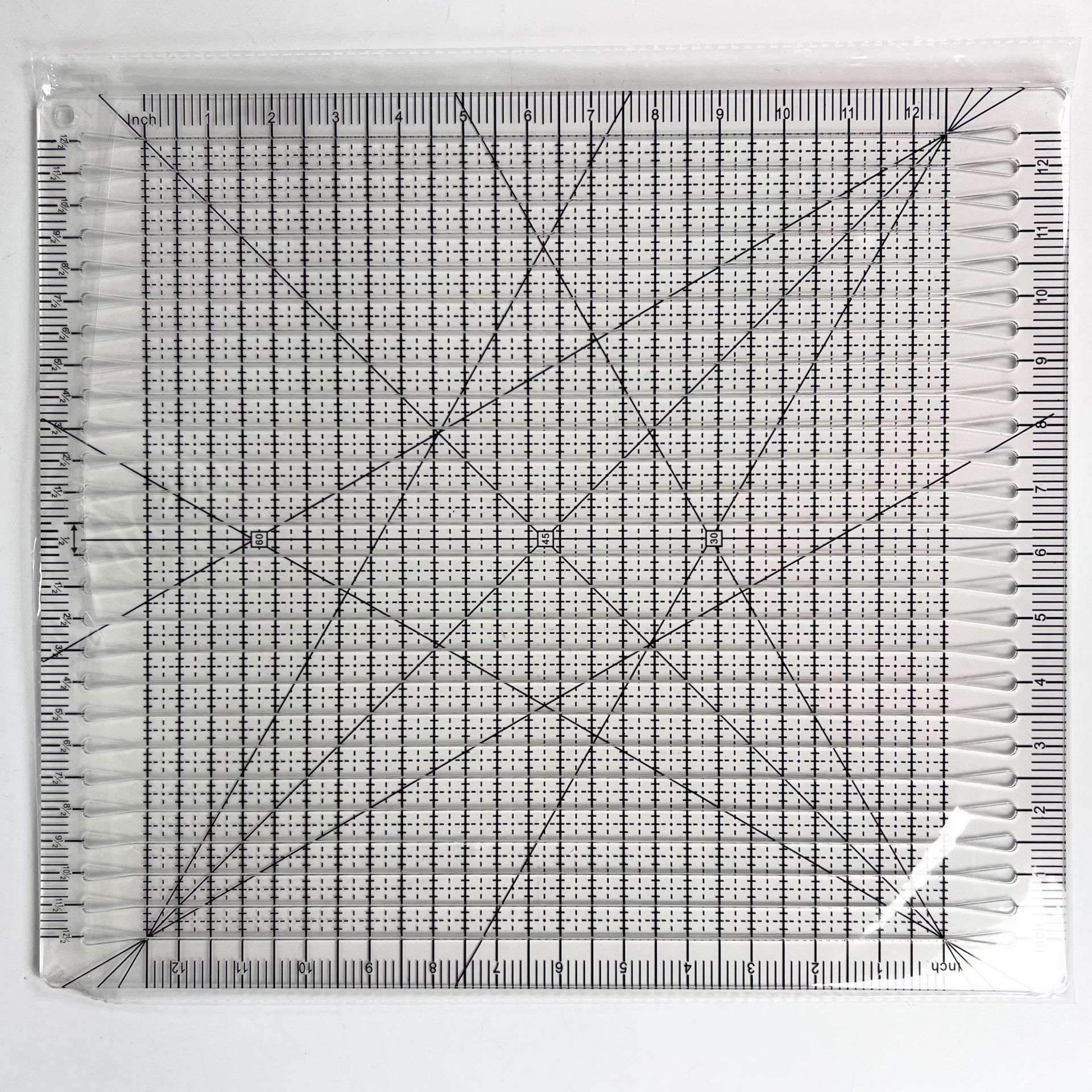 Diseño de prendas de vestir acrílico 90 ° regla de costura de tela de corte de tela doble regla de patrón de tela de corte