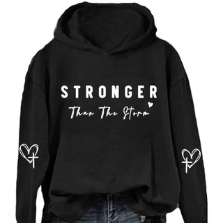 独立站 欧美女士stronger印花休闲连帽长袖卫衣