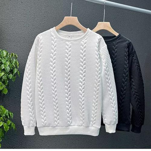 Men's Knit Round Neck Warm Sweater for Autumn and Winter
