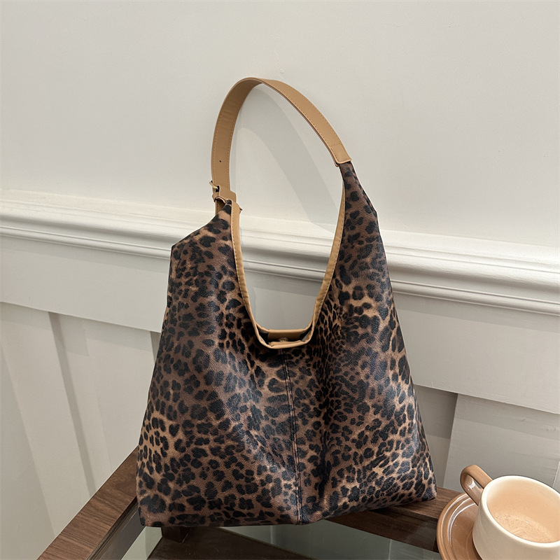 Casual coreano de gran capacidad bolso de brazo para mujeres 2024 nuevo leopardo moda bolso de mano de moda moda moda bolso de mano