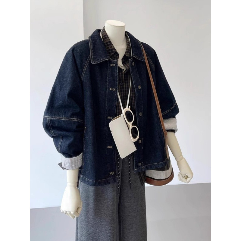 Self-retention explosions recommend ~ vintage dark blue washed Denim coat women's spring and autumn 2025 new shirt top