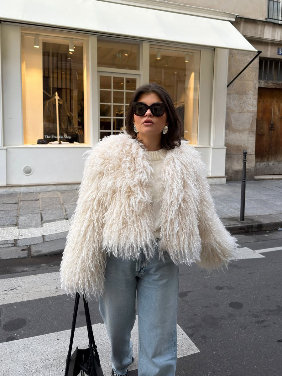 Amazon Cross-Border Thickened Cardigan Women's Fur Coat Winter Faux Sheep Wool Jacket Eco-Friendly Artificial Fur Jacket