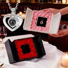 俄罗斯跨境电商平台爆款毛衣链100种语言我爱你投影爱心LOVE项链