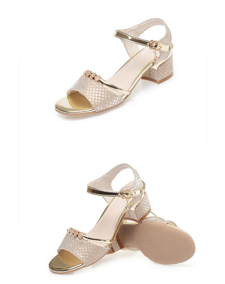 Sandal nữ hở mũi da thật gót thấp đế mềm — màu vàng chi tiết 10