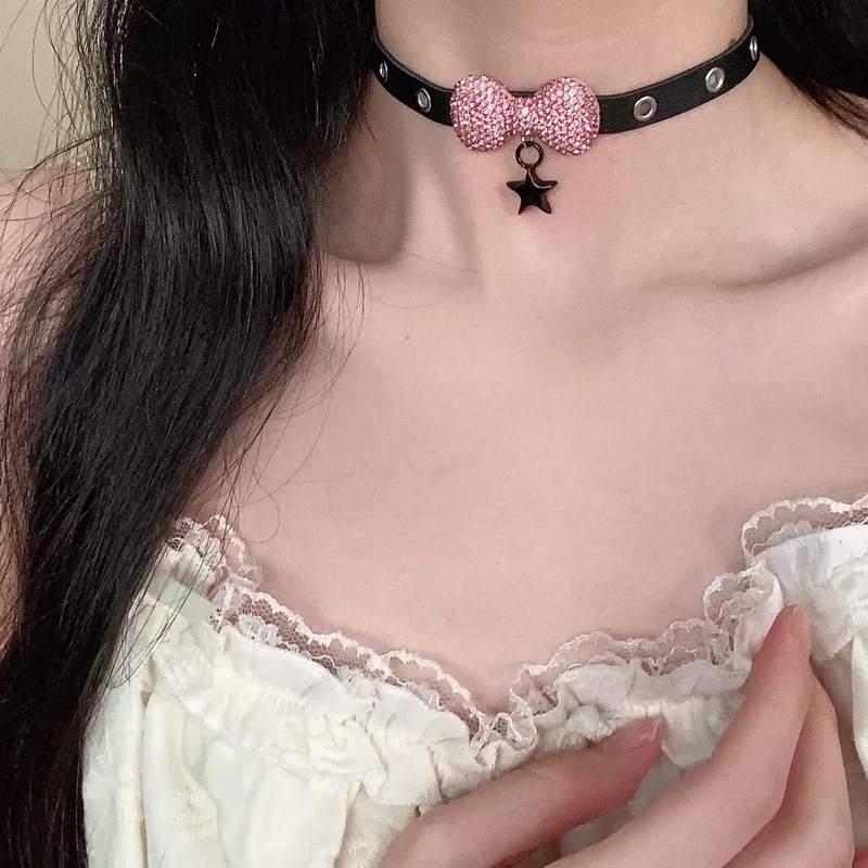 辣妹个性皮革项圈锁骨链女小众朋克choker暗黑风嘻哈项链女潮|undefined