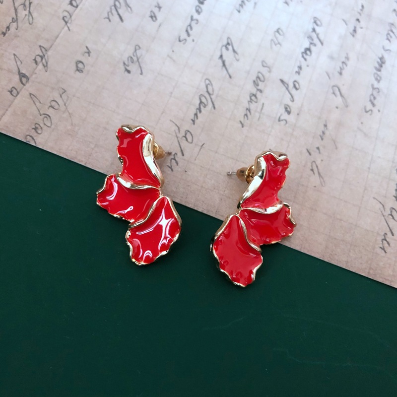 Retro Red Glaze Earrings display picture 1