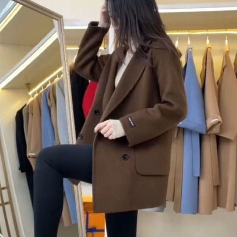 Brown Suit Collar Double-Sided Wool Outwear Women's Short 2025 New Autumn and Winter Korean Style Loose Woolen Outwear
