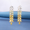 Fashionable zirconium, trend golden earrings, micro incrustation