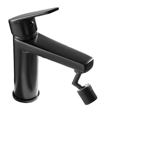 Black universal faucet anti-splash spout rotating spout bathroom basin faucet mouthwash extender aerator
