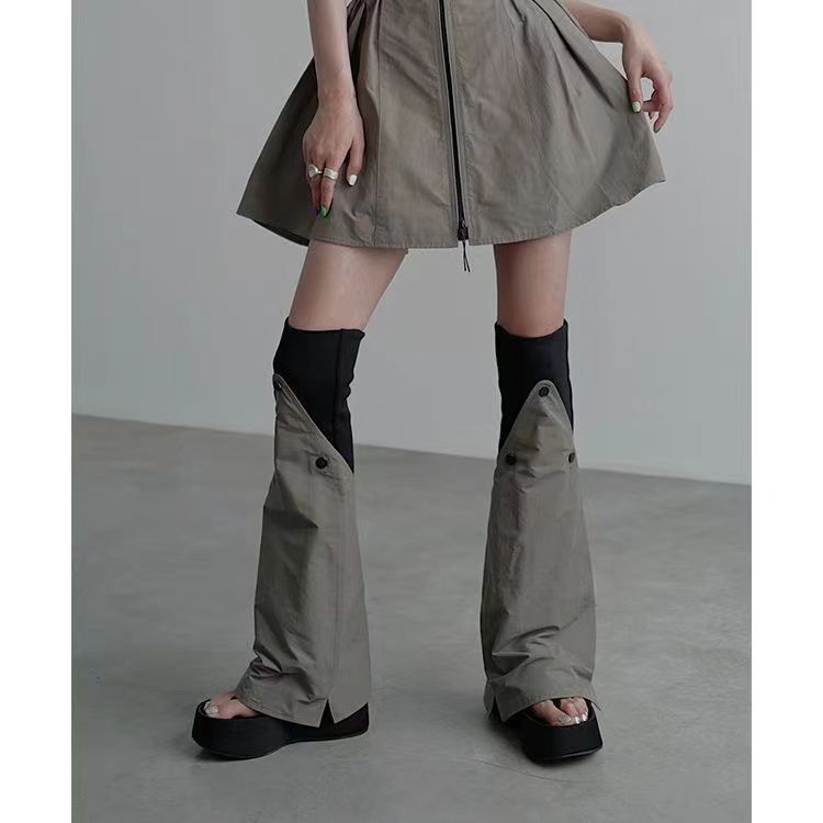 Sunscreen Leg Cover Women's Sports Leisure Style Stitching Contrast Color Foreign Style Hot Girl All-match Long-tube Wide Leg Socks Cover Trendy