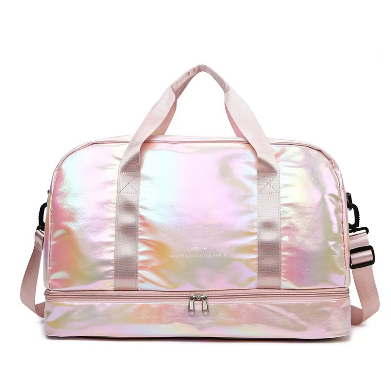 Bolso de fitness de moda 2026 nuevo bolso de mano brillante perlada de gran capacidad de almacenamiento bolso de viaje mochila deportiva