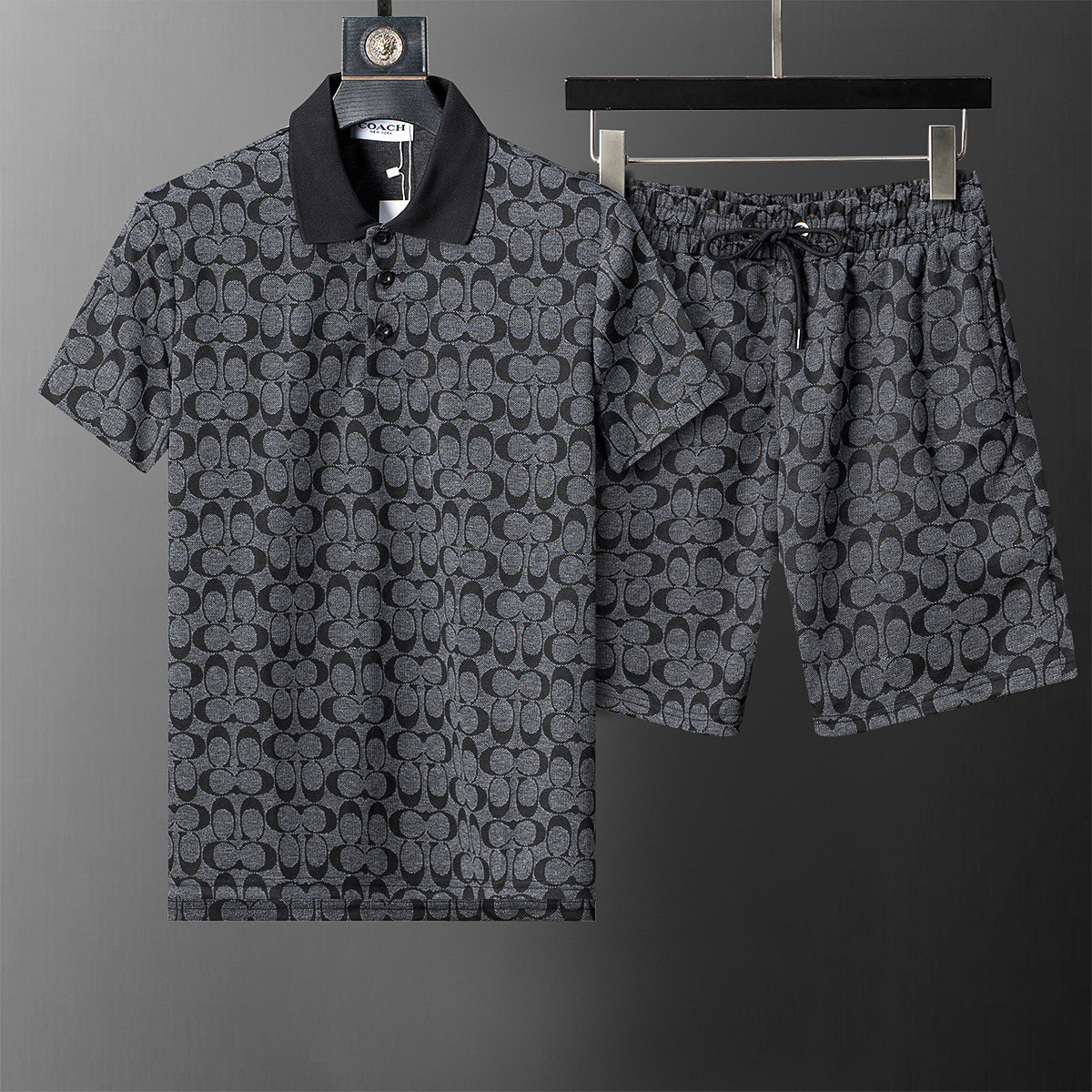 Traje de manga corta de alta calidad, traje de solapa, letras clásicas, traje POLO de algodón con impresión completa, estilo masculino y femenino