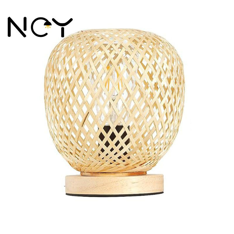 Cross-Border Bamboo and Rattan Table Lamp, Farmhouse Style Bedside Atmosphere Lamp, Desk Study, Bar, Cafe, Restaurant Table Lamp