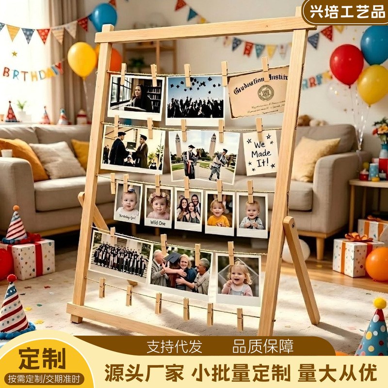 Graduation Decoration Freestanding Wooden Photo Display Board with 50 Clips DIY Large Photo Frame Collage for Commemoration Graduation Decoration Freestanding Wooden Photo Display Board with 50 Clips DIY Large Photo Frame Collage for Commemoration