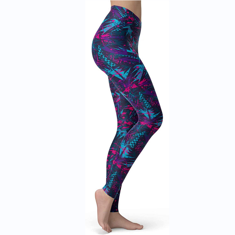 Abbigliamento da donna multicolore stampato slim fit fianchi sollevamento snellente grandi dimensioni corsa yoga fitness leggings_voghion.com