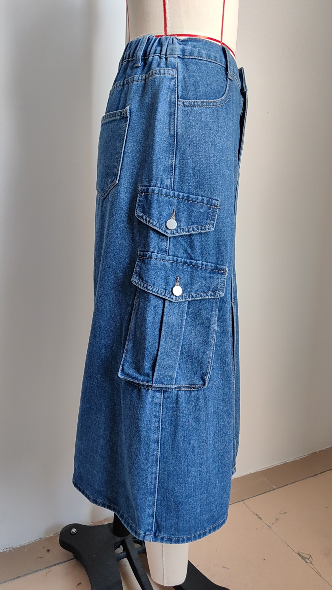 Spring Autumn Streetwear Solid Color Denim Midi Dress Skirts display picture 34