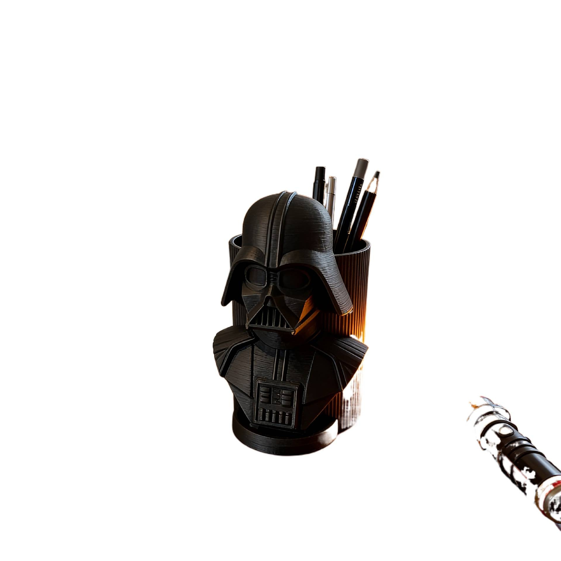 Darth Vader lápiz de escritorio impresa en 3D estante de almacenamiento Dark Lord Cup de lápiz decoración de oficina única con polvo