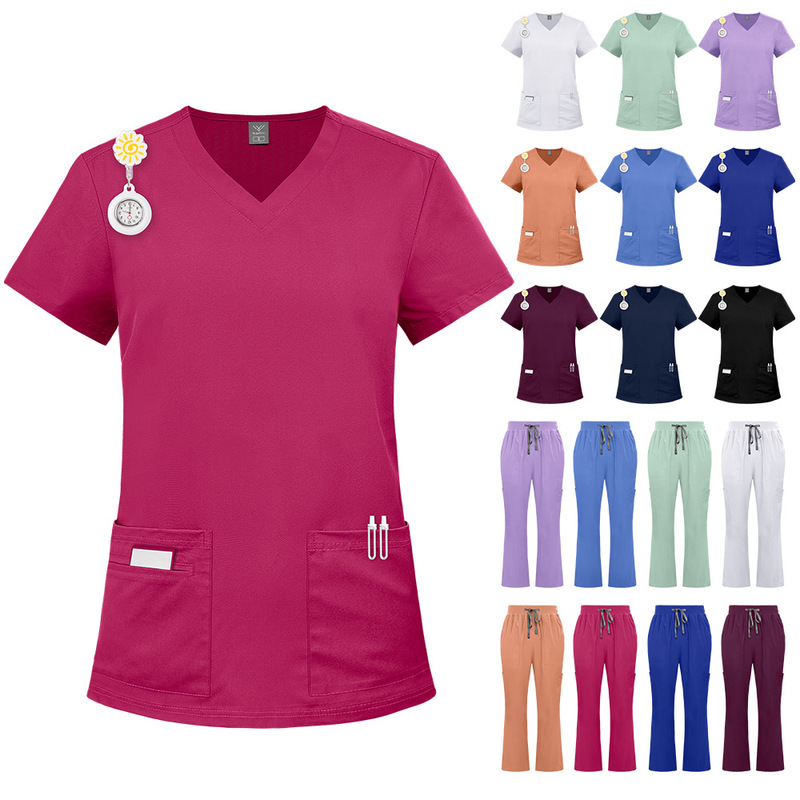 Niaahinn Micro-Flared Pants Thin Quick-Drying V Neck Pure Color Confinement Center Club Hand Washing Clothes Nurse Uniform Work Clothes Niaahinn Micro-Flared Pants Thin Quick-Drying V Neck Pure Color Confinement Center Club Hand Washing Clothes Nurse Uniform Work Clothes