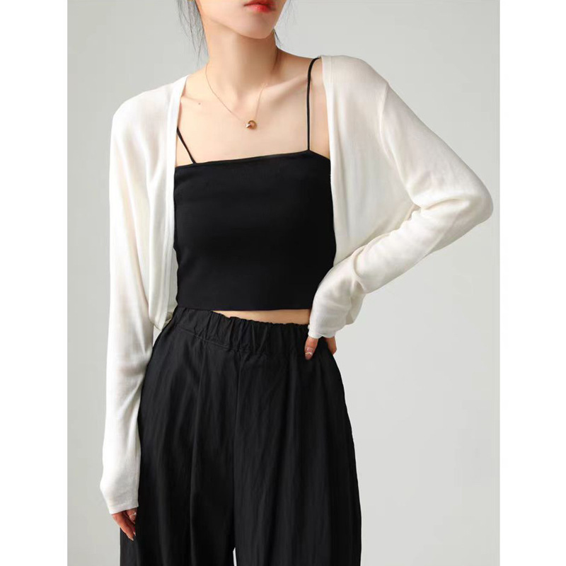 Cozy Spring Cool Tencel Small Waistcoat Short Knitted Cardigan Breathable Shawl Thin Coat Blouse