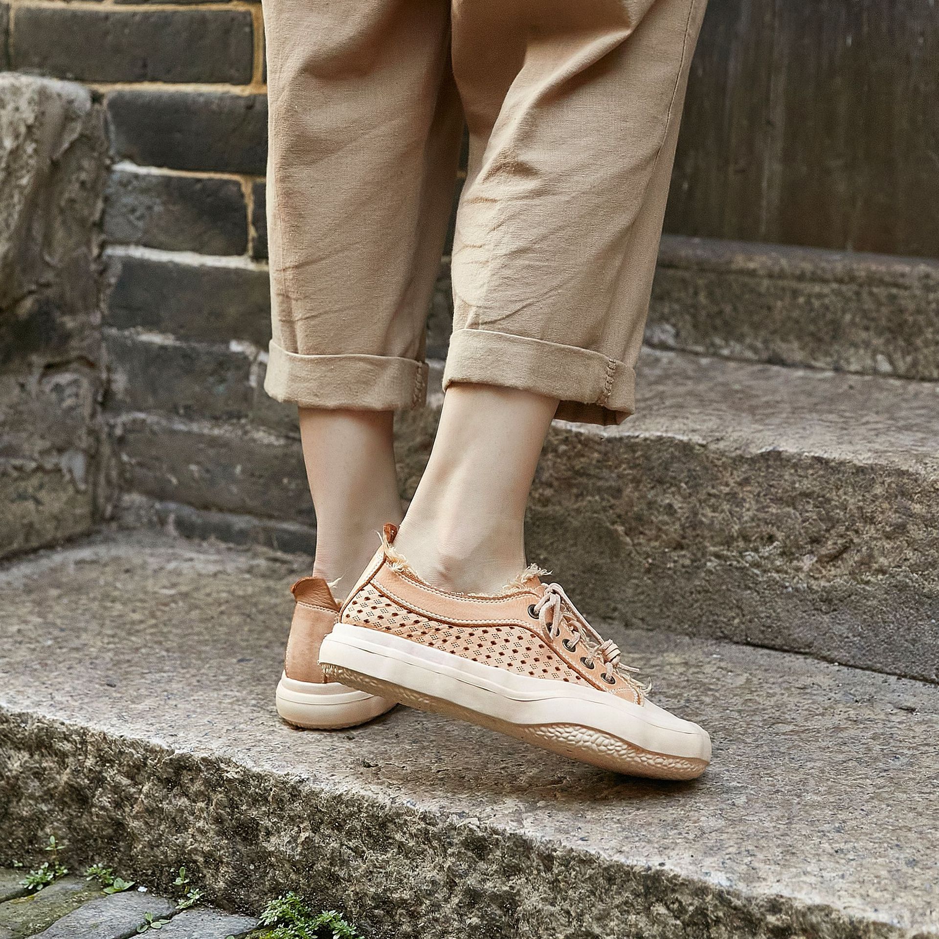 Elite leather retro summer casual footwear platform