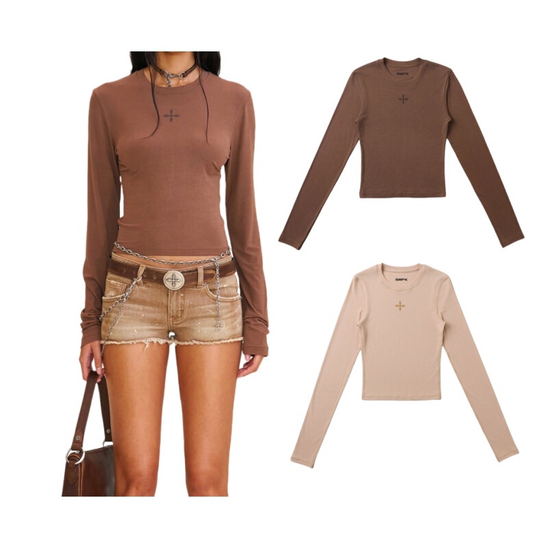 Smfk Original Cross Slim Sports Top Basic Slim Long-Sleeved T-Shirt 25 Autumn New Style