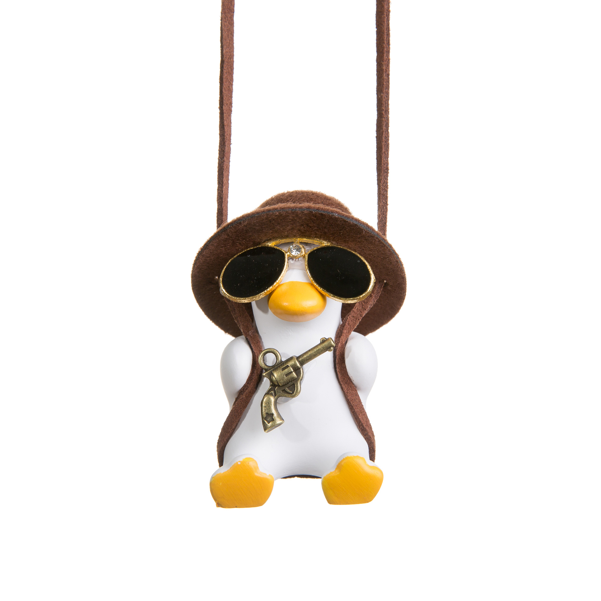 Swing Duck Pink Hat Duck Car Interior Pendant for Women, Popular Car Hanging Decoration for Rearview Mirror