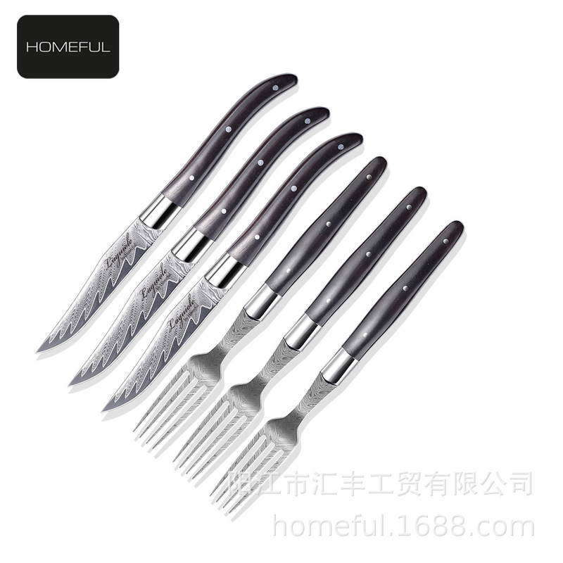 Cross-border bestseller: High-end Damascus-pattern stainless steel cutlery set for hotels and Western restaurants Cross-border bestseller: High-end Damascus-pattern stainless steel cutlery set for hotels and Western restaurants