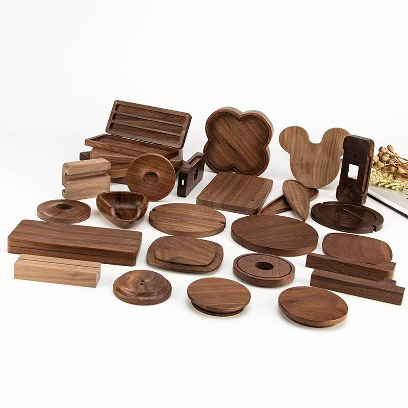 Calendario de escritorio de nogal negro de América del Norte Base de madera maciza Marco de fotos de madera Decoración Postal Tarjeta de comedor Base de madera maciza de nogal