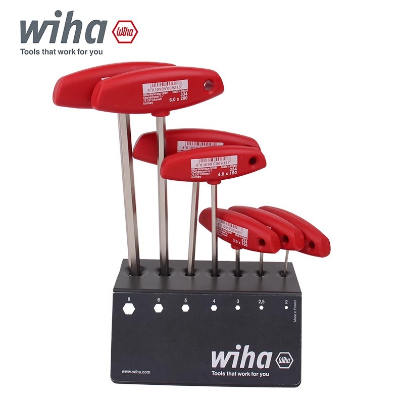德国wiha威汉T柄内六角扳手套装进口带支架加长内六角工具组合