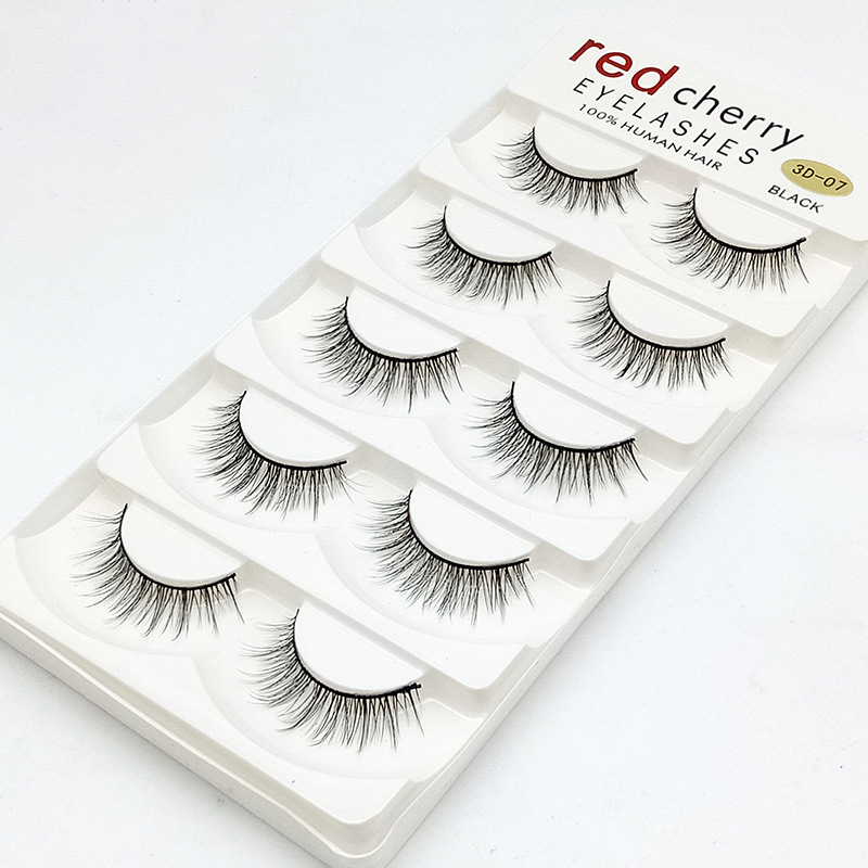 3D07redcherry cereza roja pestañas falsas de algodón suave terrier negro natural pestañas de ojos fábrica al por mayor