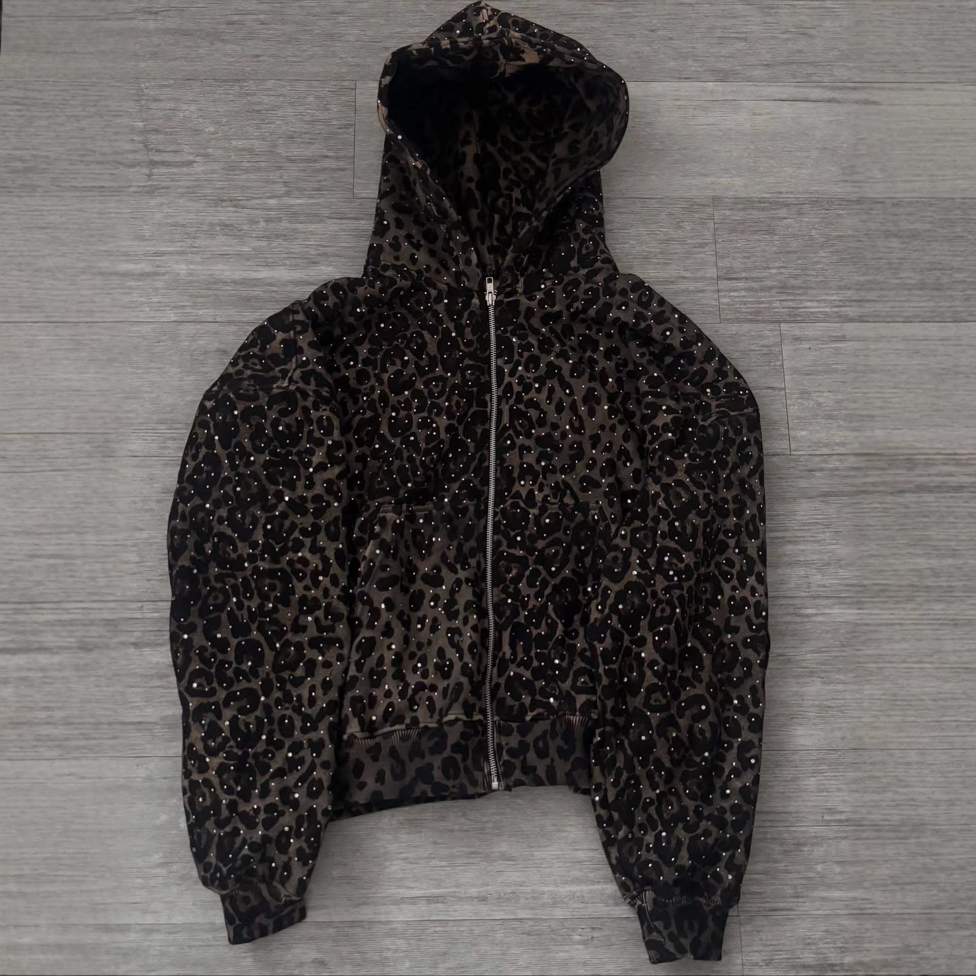 Women's Clothing Unique Leopard Print Hoodie With Retro Print, Loose Fitting Casual Pants, Unisex Sweatshirt._voghion.com