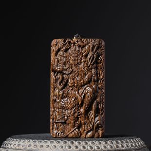 Popular Huang Qinan Agarwood Carving Mahakala 59 Brand Wooden Pendant Car Hanging Ornament Small Handicraft Agarwood