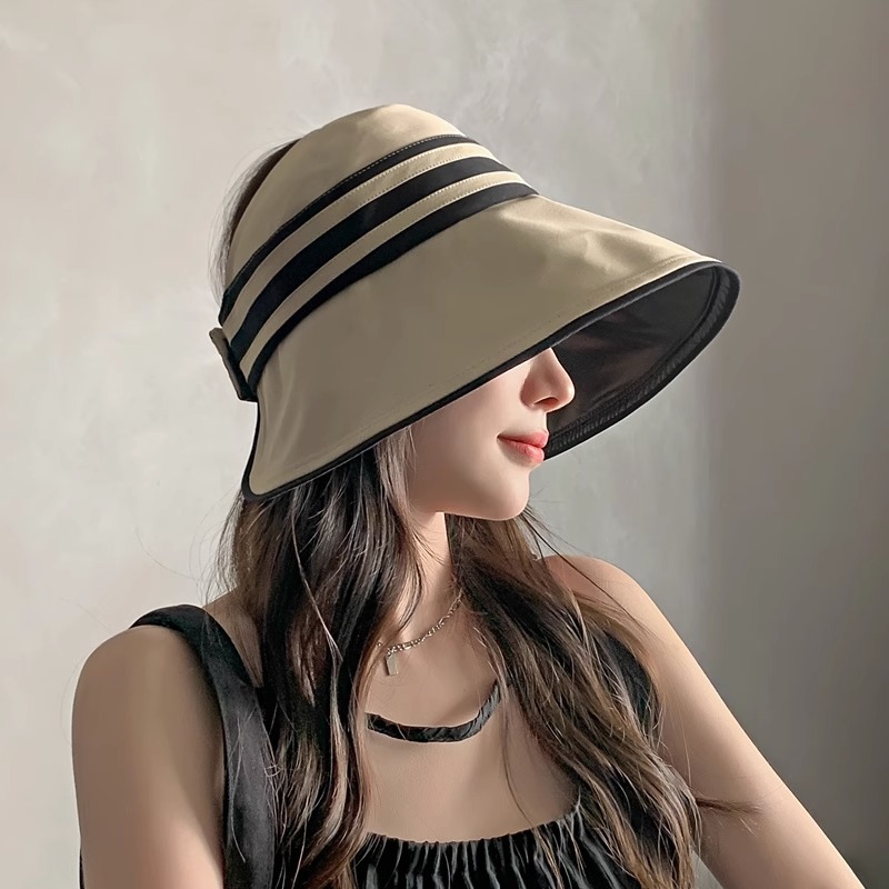 Japanese Black Glue Hallop Hat Foldable Summer Sunshade Hat Women's Beach Sunscreen Hat Casual Sun Fisherman Hat