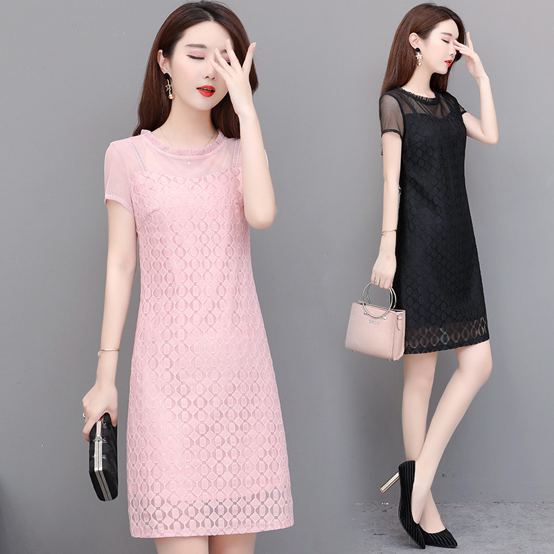 2026 Season Women's Fashion for Middle-Aged Moms, Stylish Short-Sleeve Dress for Young and Middle-Aged Women, Mid-Length Dress for Petite Sizes