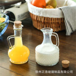 透明酒瓶带盖杨梅酒瓶空瓶果酒饮料瓶批发玻璃瓶鹰嘴木塞把手油壶