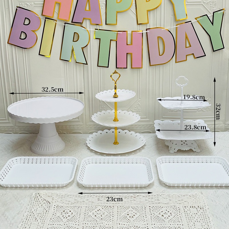 Decoración de postres de cumpleaños estante de exhibición de boda europea estante de frutas estante de pastel de plástico bandeja de bocadillos